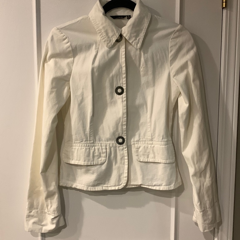 Hurley Ladies White blazer women’s cotton Jacket size small